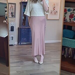 TOPSHOP Pink Mauve Midi Skirt